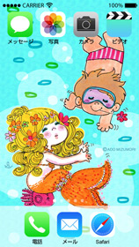 水森亜土 Summer Mermaid｜ホーム＆ロック画面商品詳細｜LOVE水森亜土