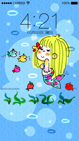 レア●水森亜土先生直筆イラスト＆サイン　眠る人魚　可愛い　カラー 水森亜土 Summer Mermaid｜ホーム＆ロック画面商品詳細｜LOVE水森亜土